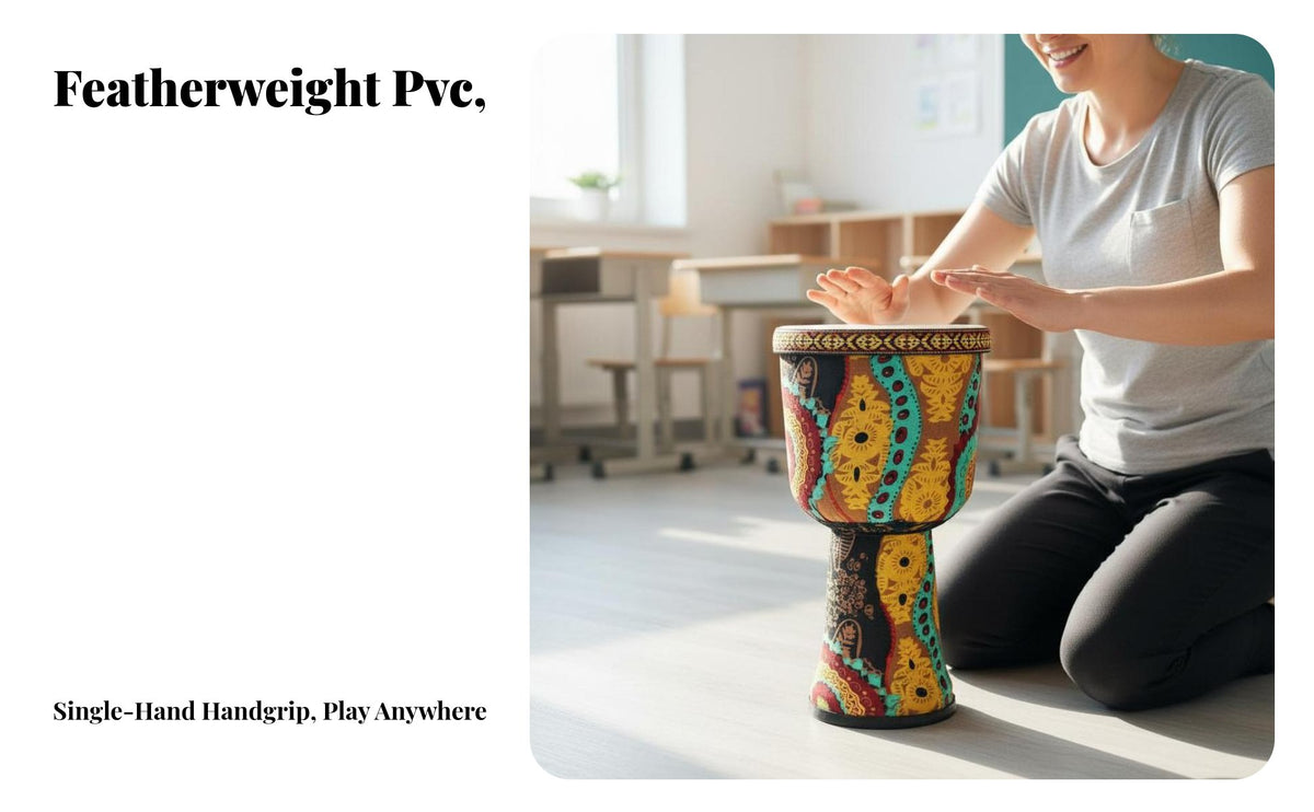 Tuningnon-Tuning African Djembe Lightweight Hand Drum and Goatskin Drumhead Percussion Instrument Portable for Beginners, Musicians, School, Kindergarten, Music Class, Outdoor Gatherings