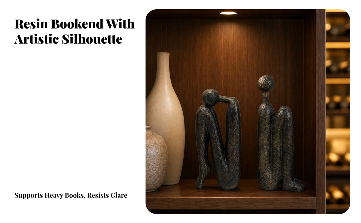 Abstract Figure Bookends Antique-Bronze Sculptures Heavy Duty for Home Office