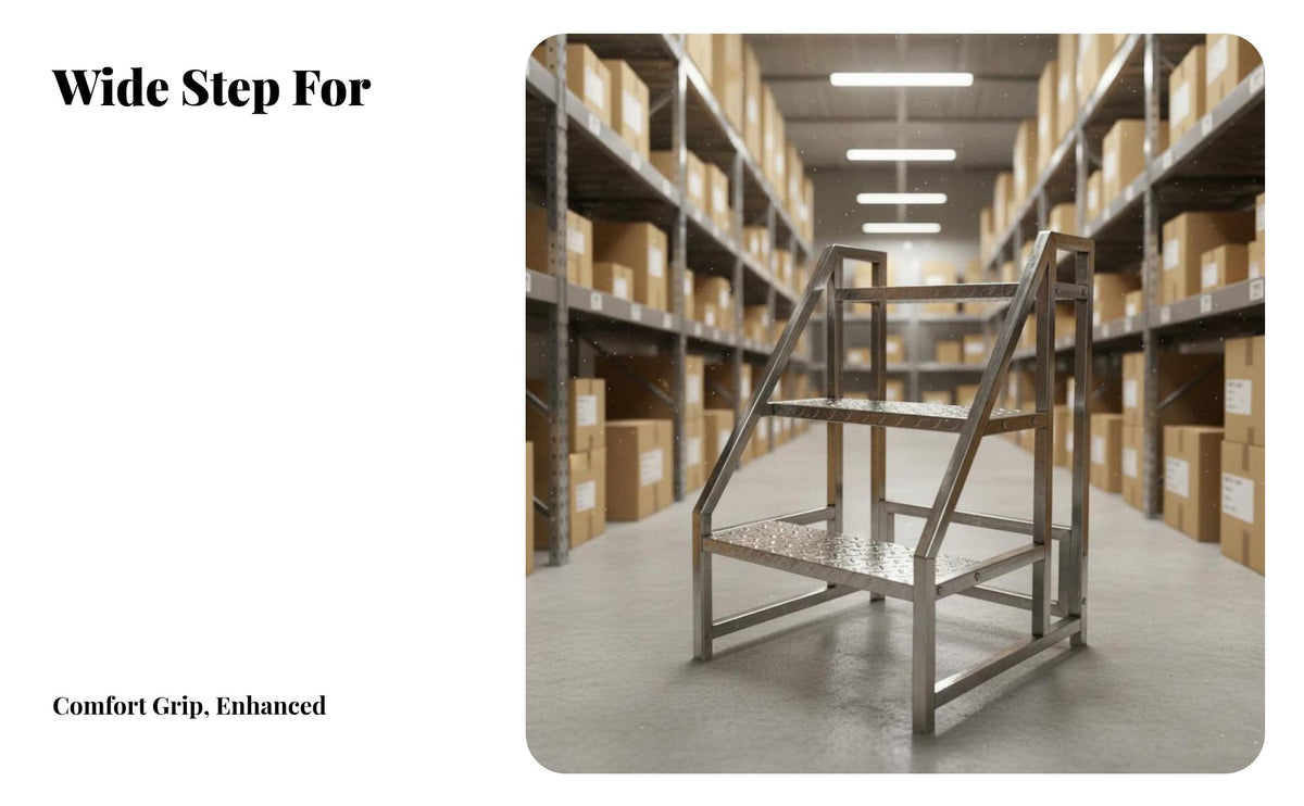 Industrial Step Ladder Non-Slip Steps Stage Step Ladder Reinforced Structure Heavy Duty Metal Steps for Shopkeepers, Painters, Stockroom, Garage