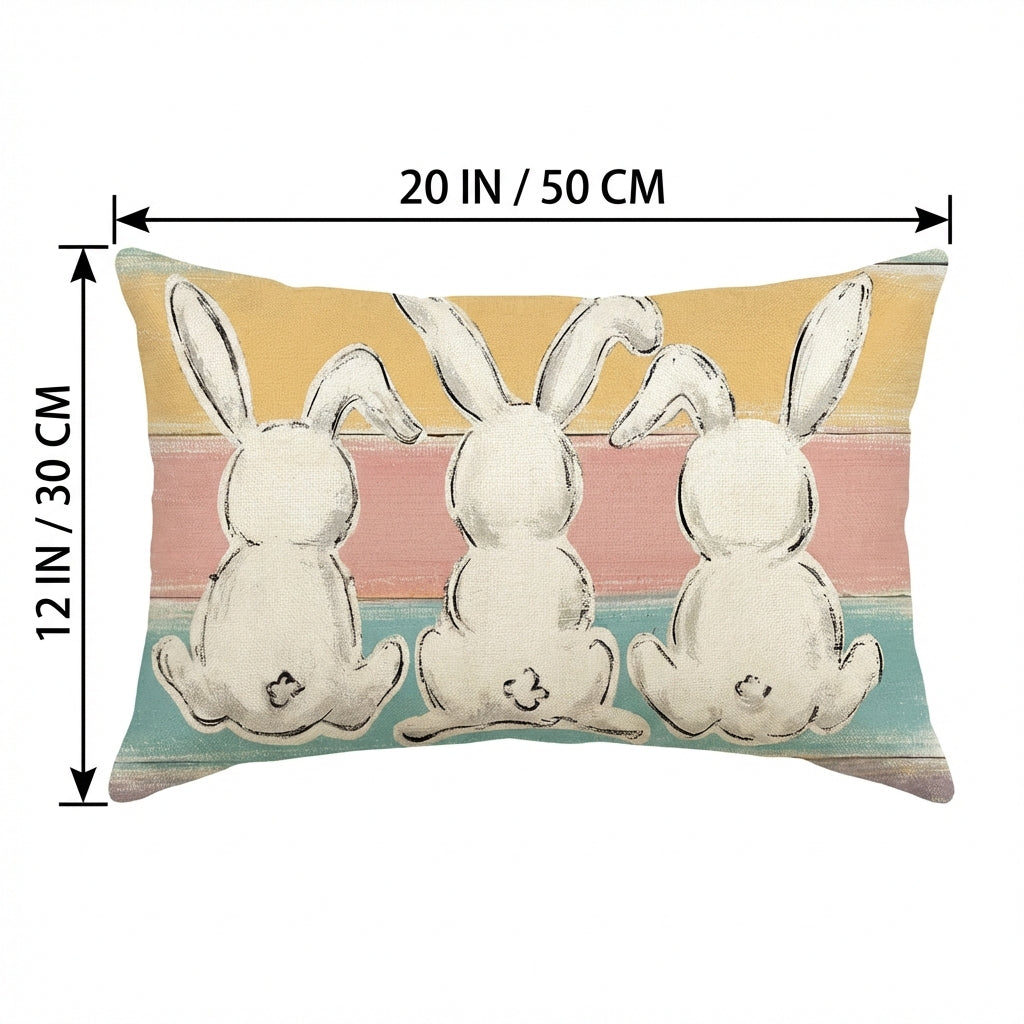 Easter Bunny Pillow Holiday Themed Bunny Pillow Cover Digital Print Easter Pillowcase for Party Planners, Homeowners, Living Room, Car, Bedroom