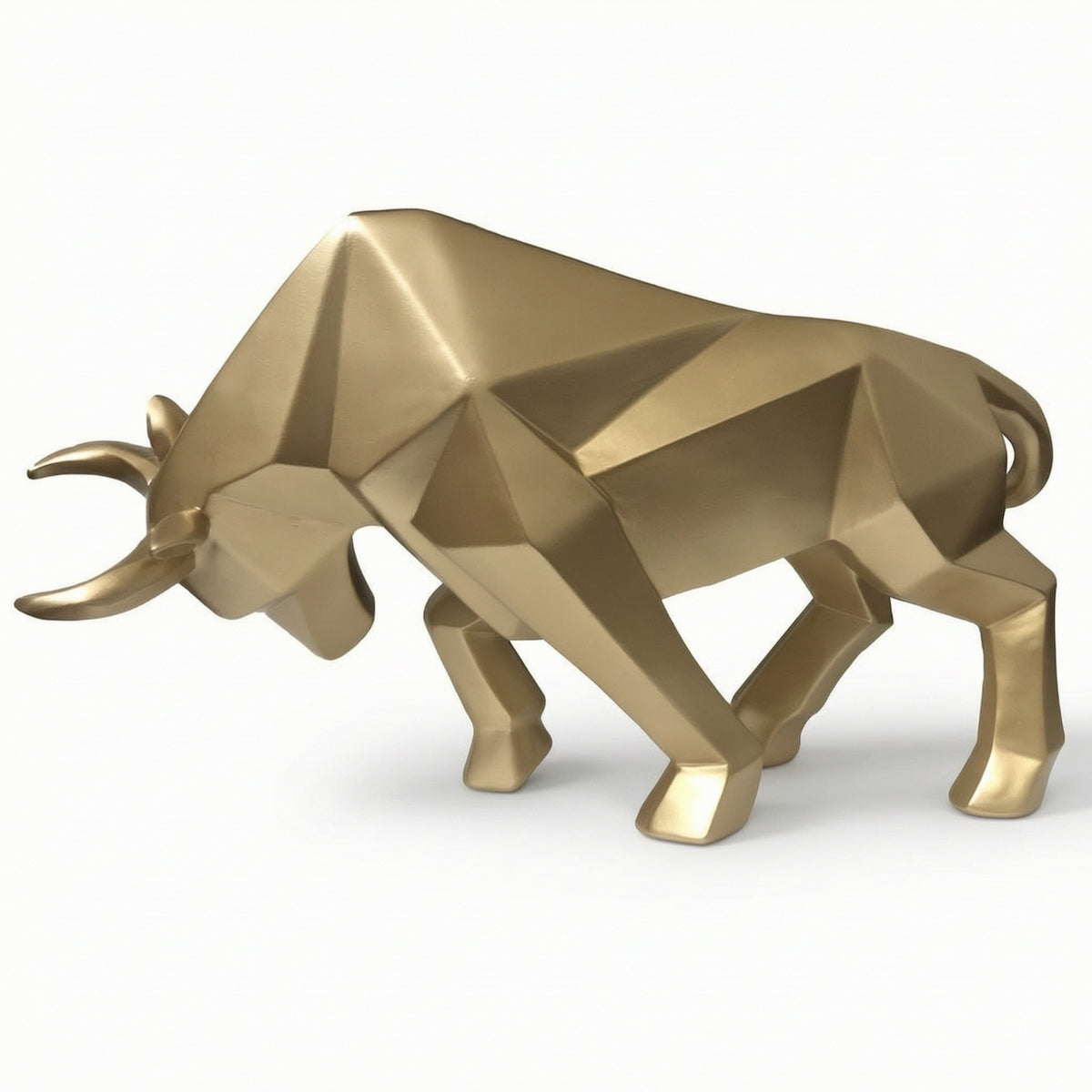 Geometric Financial District Bull Statue Faceted Abstract Bull Sculpture Collectible Decor Modern for Minimalists, Study, Entryway