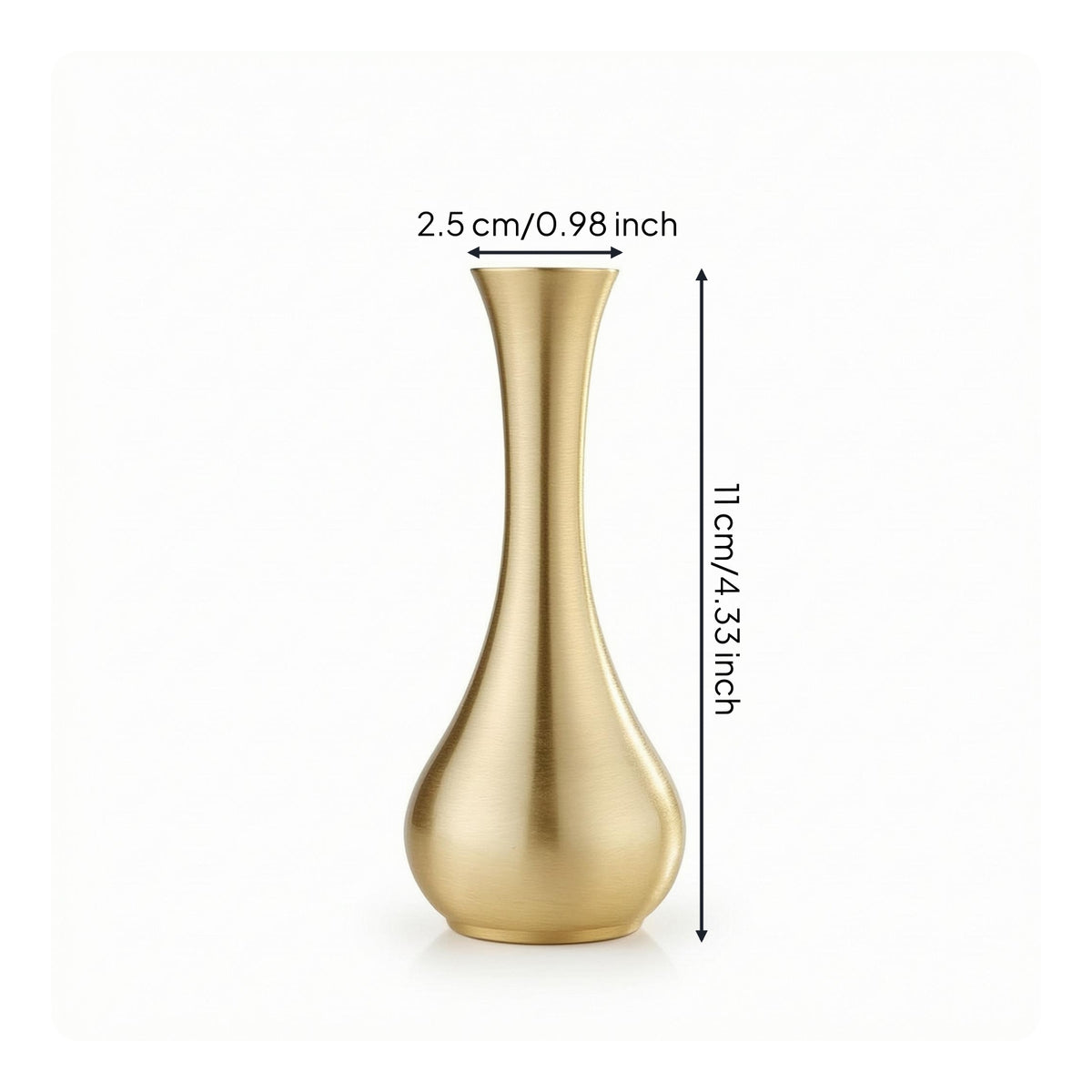 Lustrous Finish Antique Brass Vase Narrow Mouth Slender Neck Vase Decorative Table Decor Tabletop