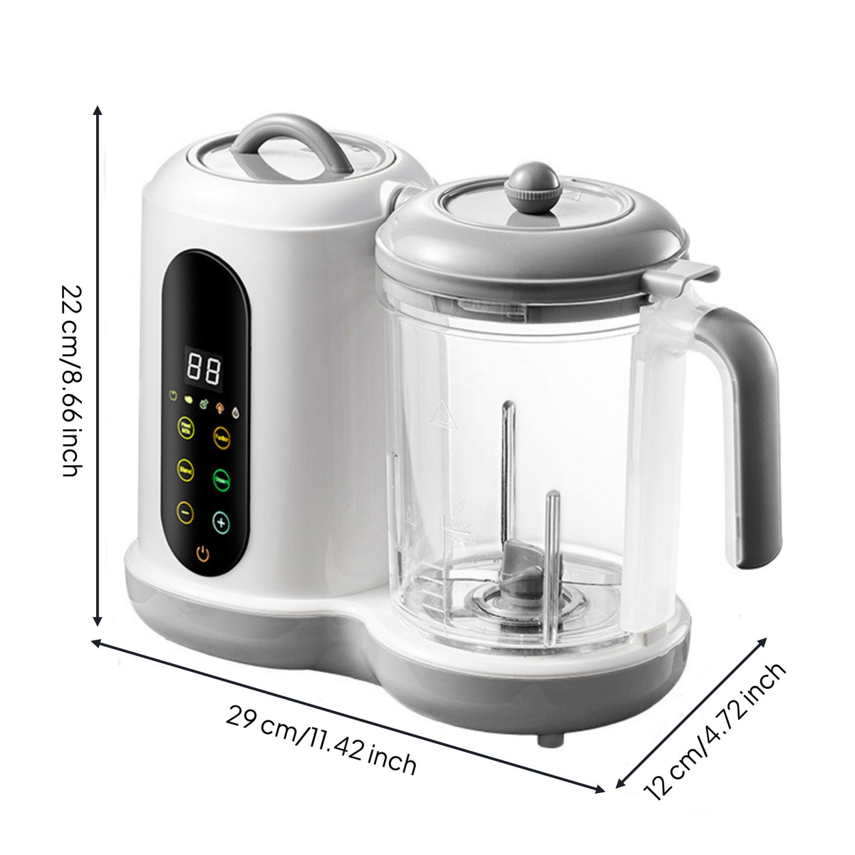 Infant Meal Maker Digital Display Infant Meal Steamer and Blender Infant Meal Prep Touch Controls Transparent Jug