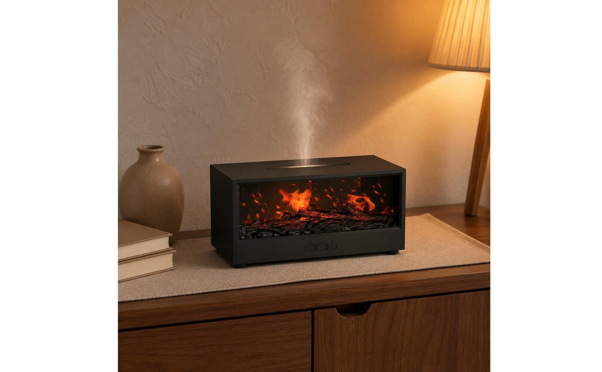 Fireplace Diffuser Control Flame Aroma Diffuser Silent Fireplace Humidifier for Bedroom