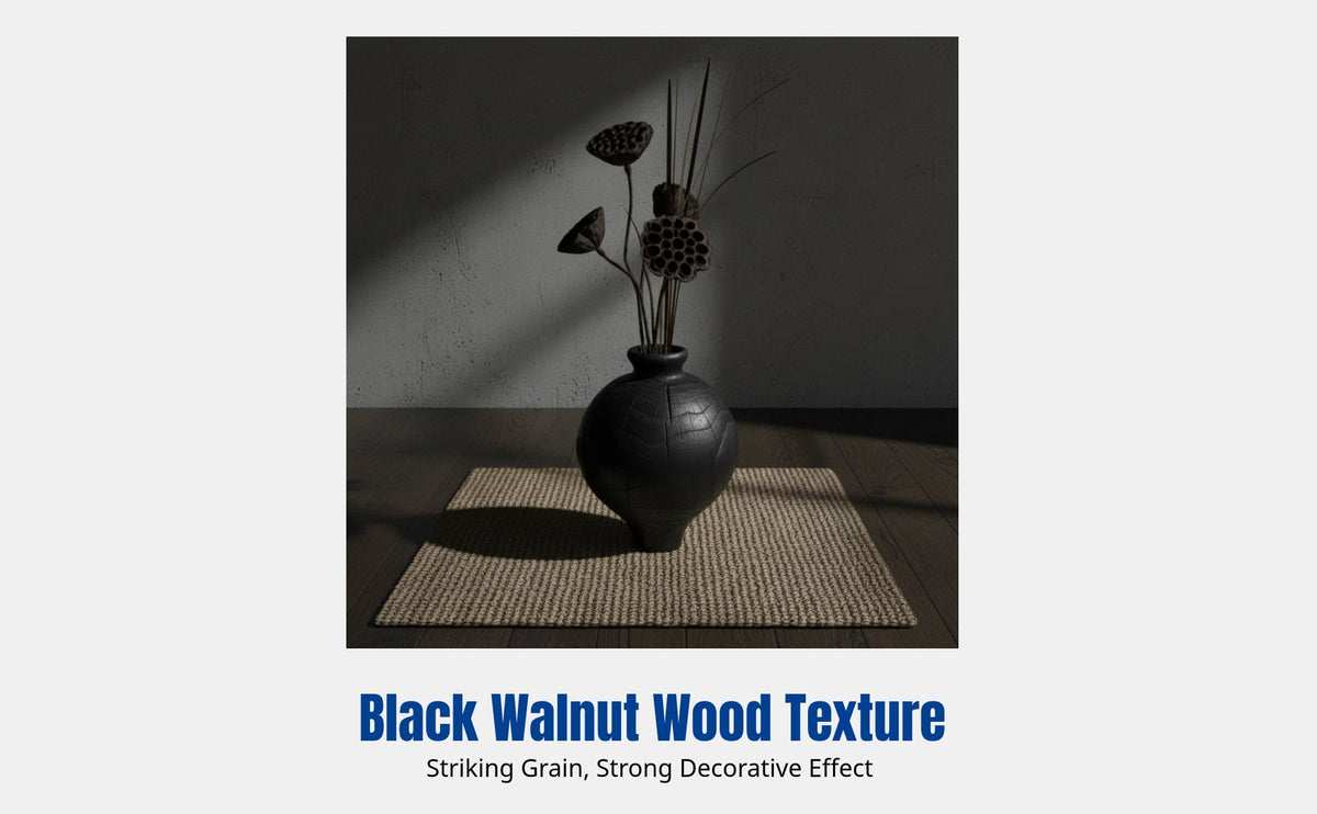 Handmade Carbonized Walnut Vase, Wabi-Sabi Style, Black Artistic Decor, Large Belly, Home & Villa