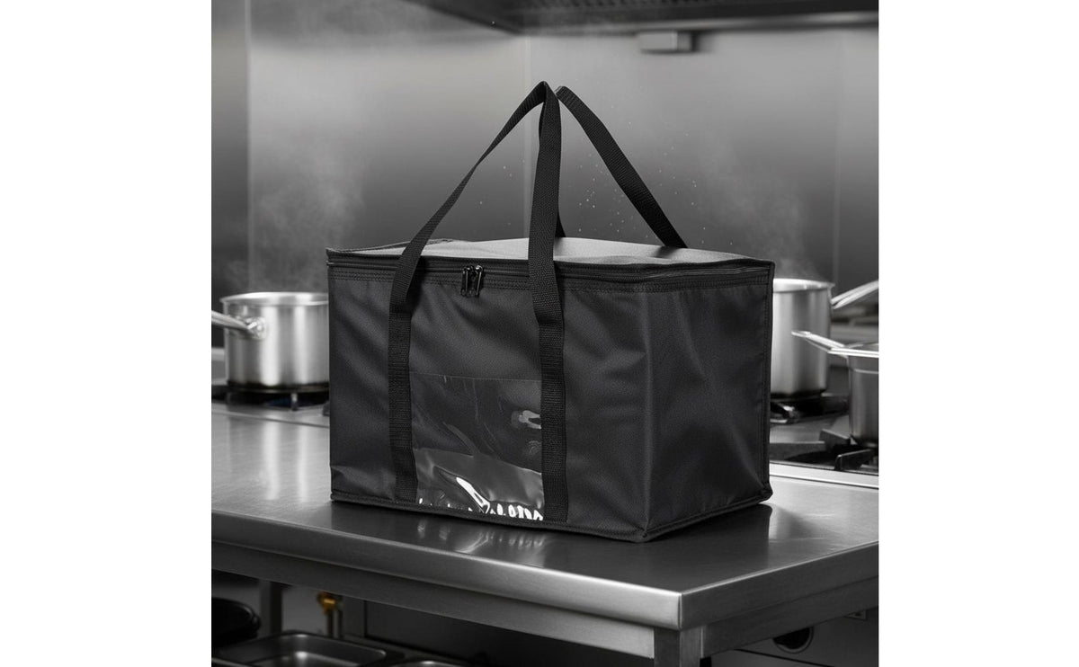 Aluminum Foil Lined Picnic Bag Reusable Insulated Thermal Tote Bag Clear Front Pocket Large Zippered Food Carrier for Beach