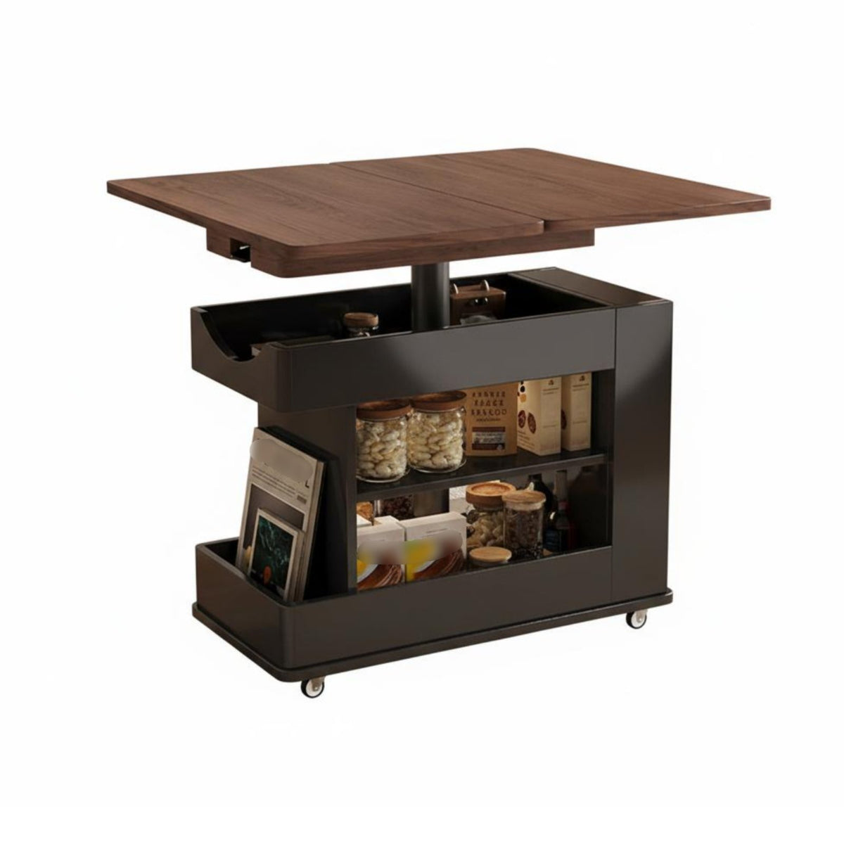 Space Saving Adjustable C-Shaped Table Mobile Design Household Furniture Foldable Top Multi-Purpose for Small Apartment Dwellers, Students, Remote Workers, Living Room, Balcony, Bedroom, Home Office