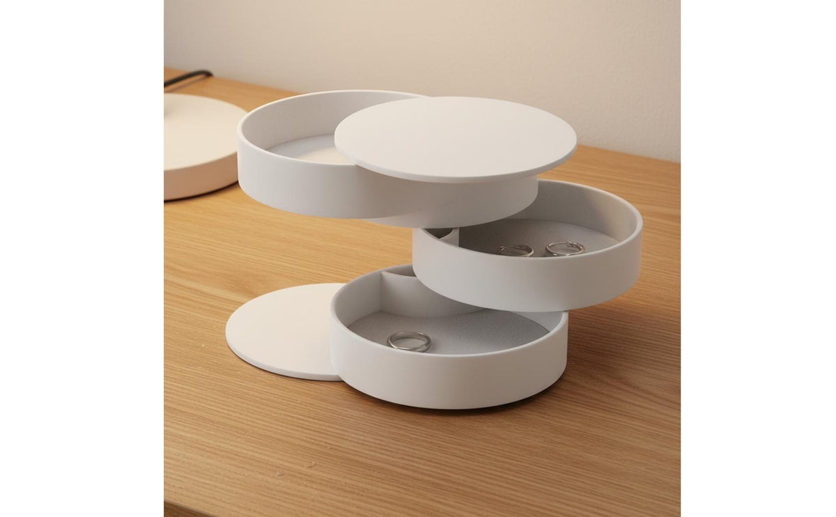Multi-Layer Jewelry Organizer Space-Saving Rotating Jewelry Box Compact for Women, Girls