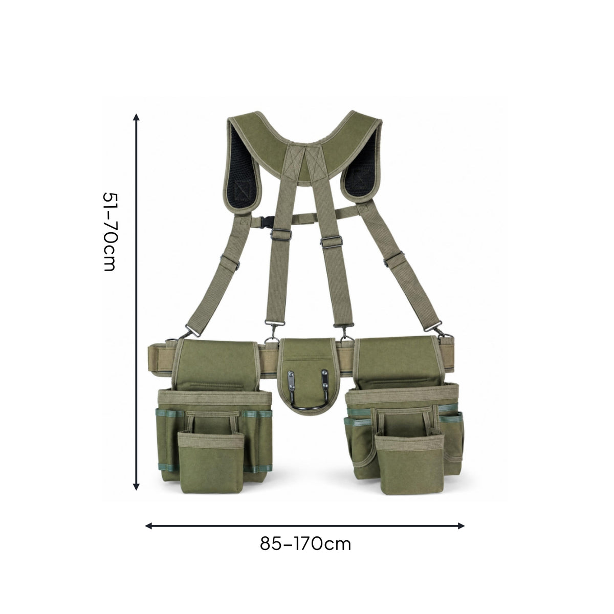 Quick-Release Buckle Shoulder Harness Tool Belt Handsunrestricted Electrician Tool Belt Multiple Pockets Work Gear Reinforced Seams for Electricians, Worksite