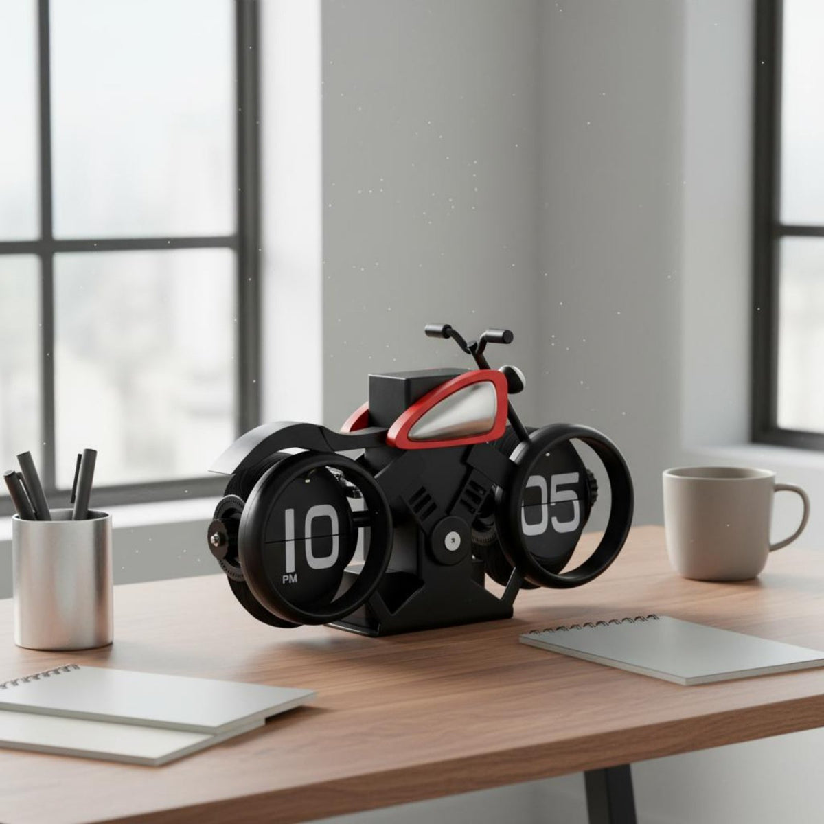 Retro Motorbike Clock Creative Design Motorcycle Flip Clock Silent House Decoration for Living Room