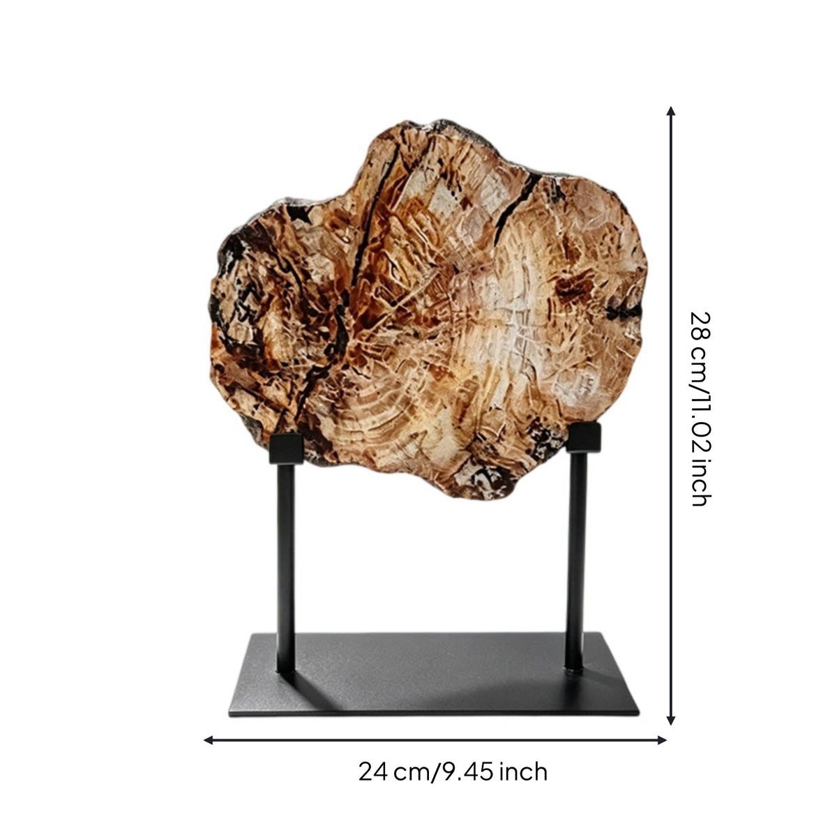 Wood Ornament Modern Wooden Piece on Stand Minimalist Sculpture for Entryway Table, Bookshelf, Office Desk