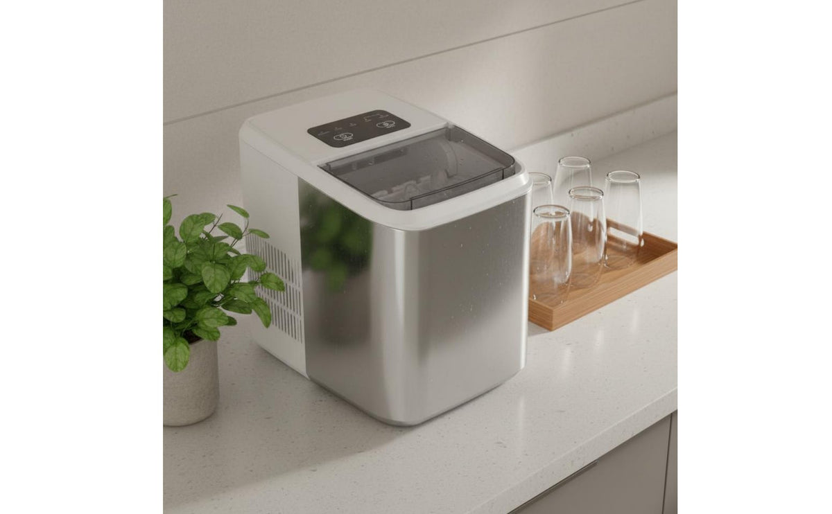 Energy Saving Portable Ice Producer Machine Self-Cleaning Function Countertop Ice Producer Quiet Operation Kitchen Appliance Transparent Window for Office
