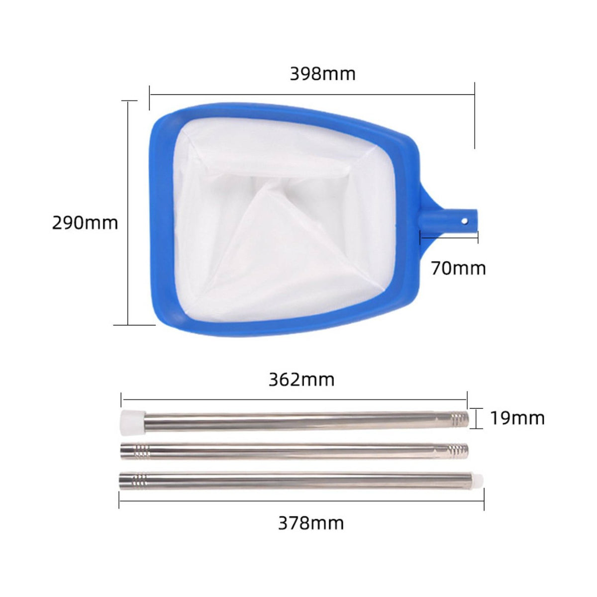 Stainless Steel Handle Pool Skimmer Net Extendable Rod Telescopic Pool Net Easy to Use Fine Mesh Skimmer for Aquatic Pond