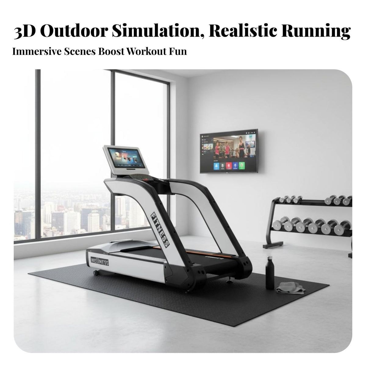 Smart Treadmill Shock Absorption Electric Treadmill Quiet Electric Walking Machine for Personal Trainers, Gym Owners, Home
