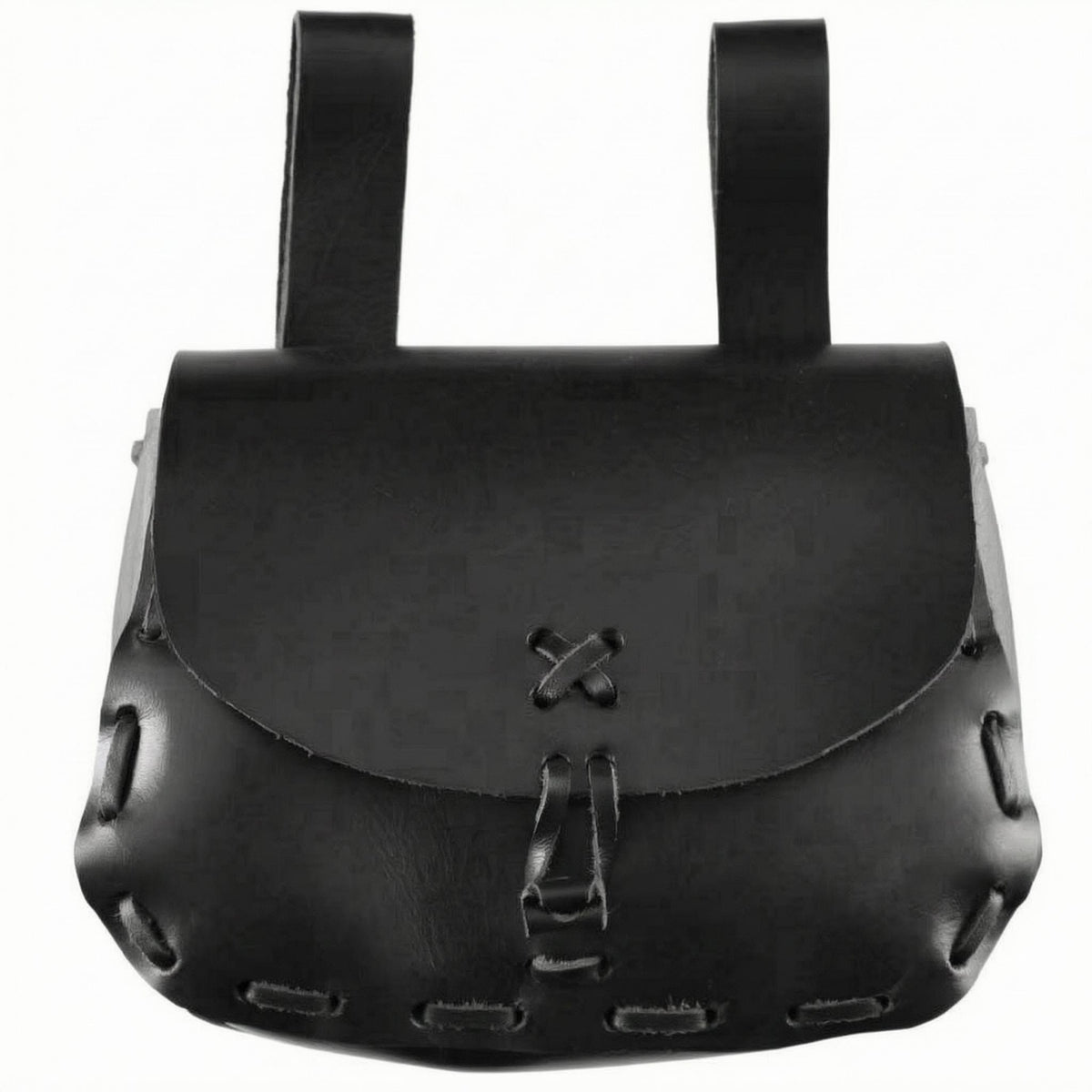 Handmade PU Leather Waist Bag Retro Medieval Waist Bag Flap-Front Reawakening Belt Pouch Laced Stitching