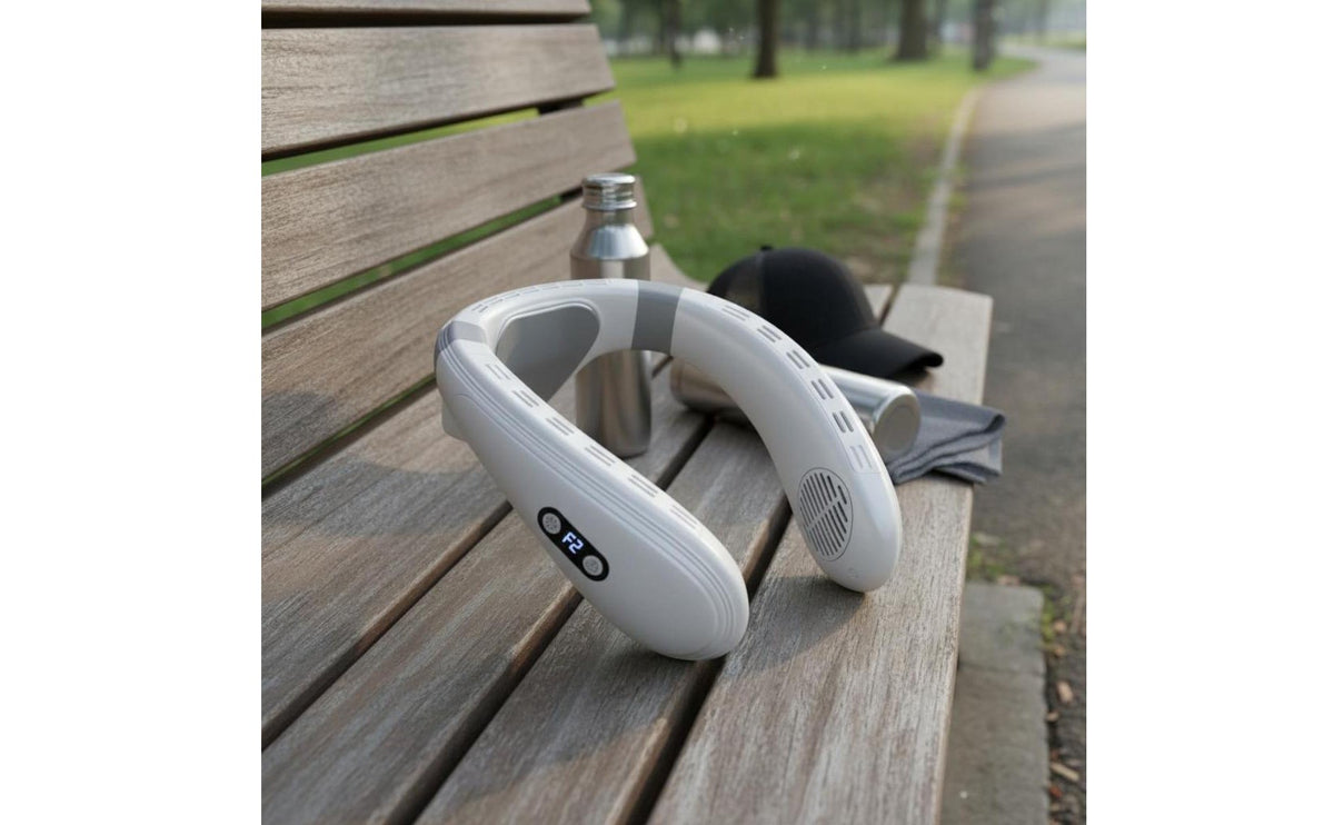 Cool and Warm Wearable Neck Fan Cordless Personal Air Cooler Memory Function for Travel