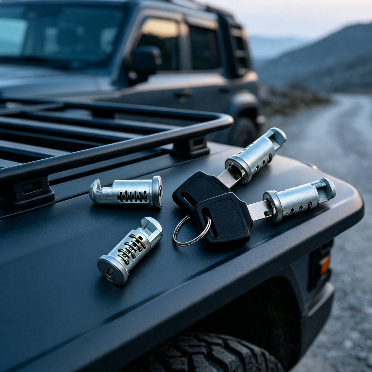 4 Pieces Roof Lock Cylinder Core Zinc Alloy Lock Cylinder Cylinder with Keys Compatible for Road Trips