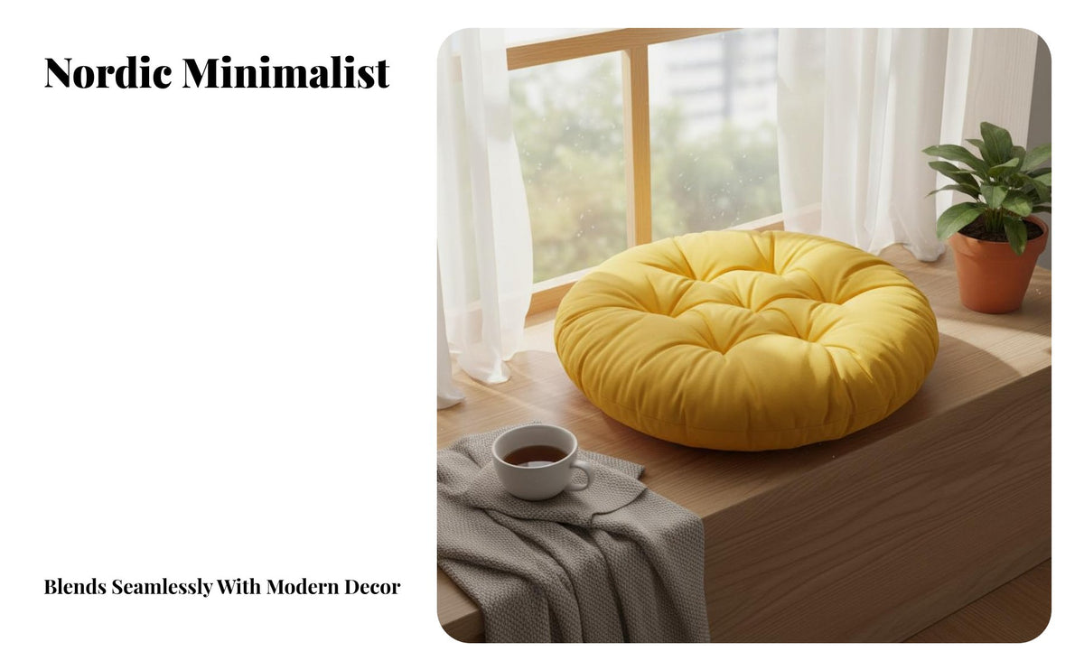 Soft and Comfortable Round Seat Cushion Thick & Cushy Tatami Seat Pad Thickened Tatami Floor Cushion Multi-Purpose for Office Workers, Meditators, Bay Window, Living Room, Reading Nook, Meditation