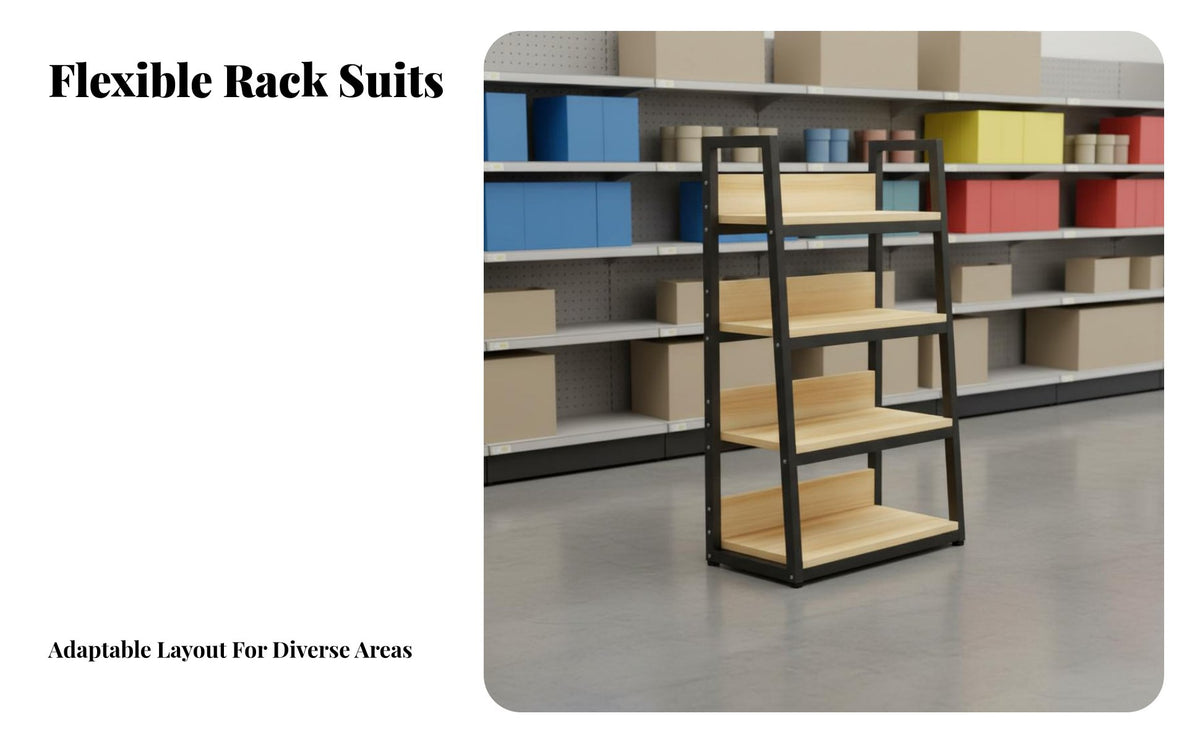 High Load Capacity Double-Sided Gondola Shelving Modular Design Supermarket Island Rack Stable Construction Heavy-Duty Supermarket Rack Reinforced Steel Frame for Merchandisers, Shop Managers, Business Owners
