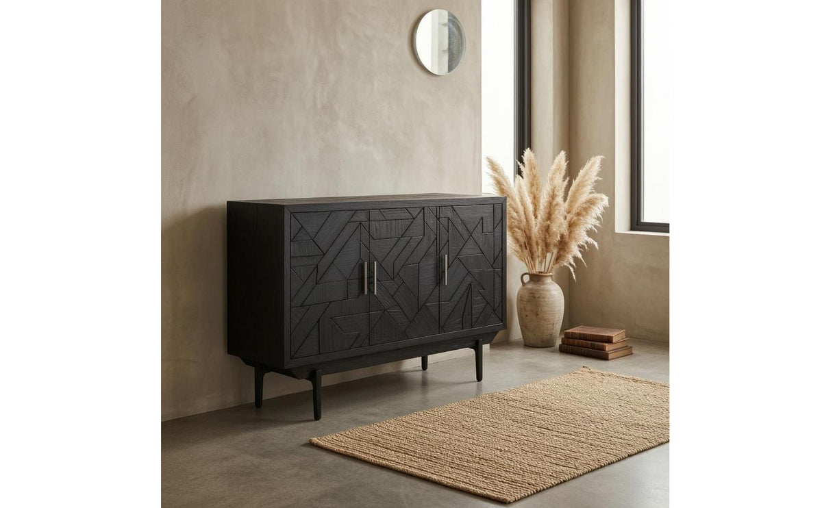 2-Door Cabinet Frame Structure Black Storage Cabinet Rustic Simplicity