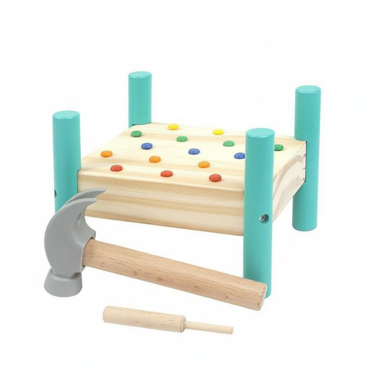 Early Development Toddler Pounding Bench Educational Wooden Hammer Peg Toy for Toddlers, Kids