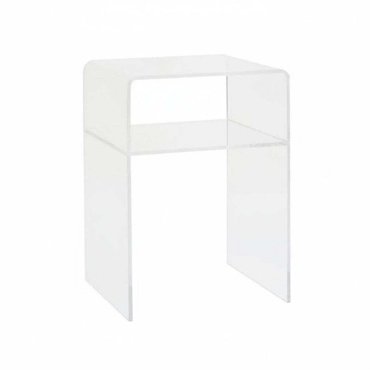 Transparent Design 2-Tier Clear highlight Table Modern design 2-Tier Clear Table Space-Saving Nightstand Easy to Clean for Apartment Dwellers, property owners, Living Room, Bedroom, Corner, Office