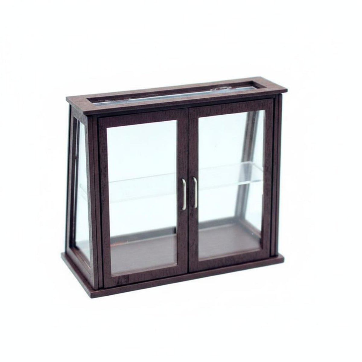Clear Acrylic Panels 1/12 Scale Display Cabinet Wooden Frame Dollhouse Display Cabinet Opening Doors Dollhouse Bakery Case Exquisite Details for Hobbyists, Collectors, Miniature Scene, Craft Projects