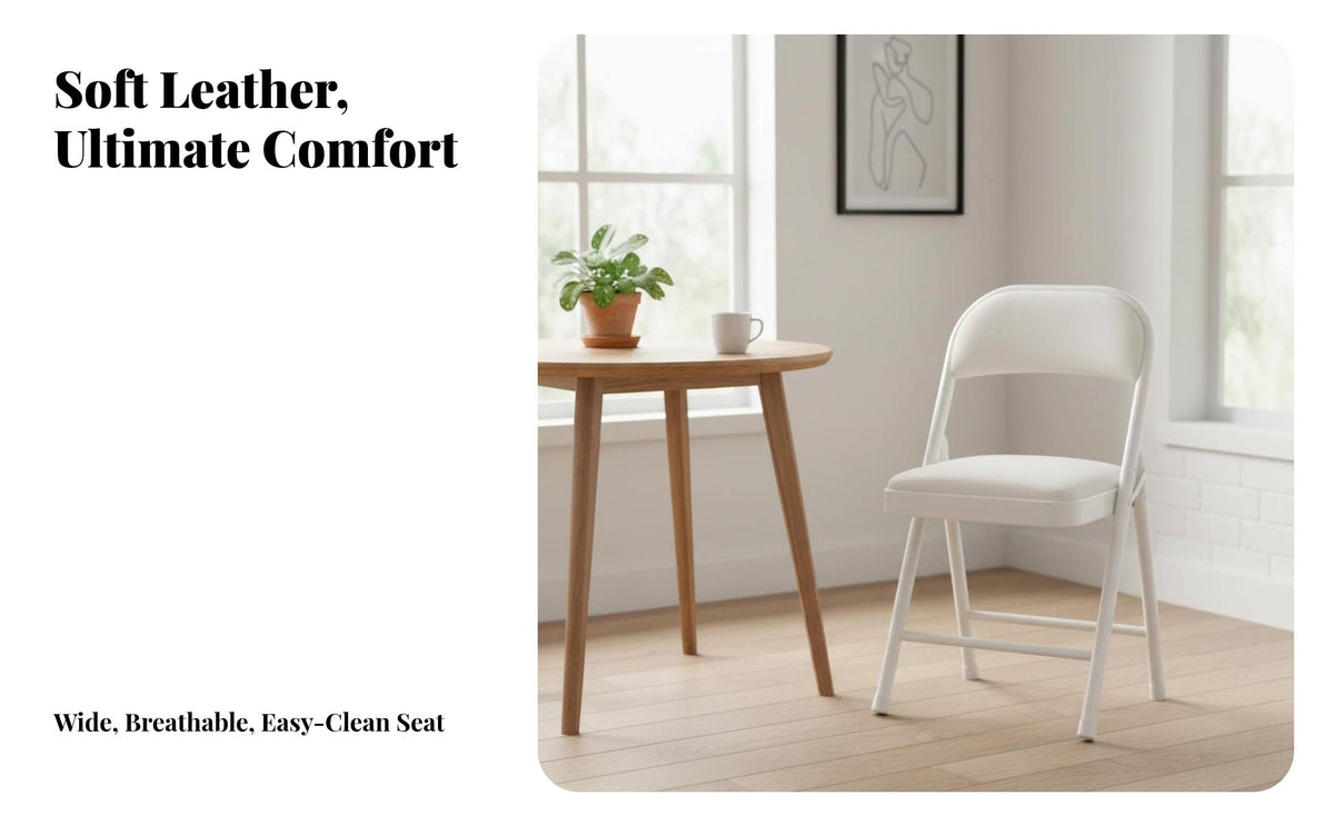 Padded Folding Chair Installation Household Furniture No Assembly Required Foldable Stool for Homeowners, Adults, Dining Room, Balcony, Office