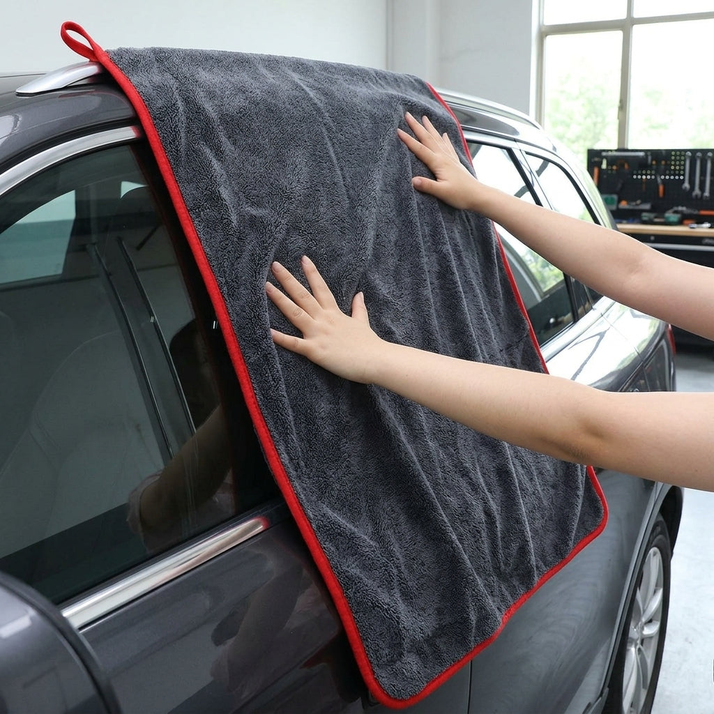 Gray Car Drying Towel and Quick-clean Cloth, 50cm Single Layer Quick Dry Towel with Bound Border