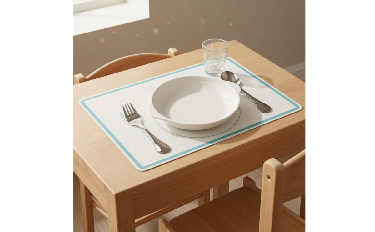 Training Placemat with Guide Markings Self-Care Place Setting Placemat Easy-Reading Tableware for Home Practice
