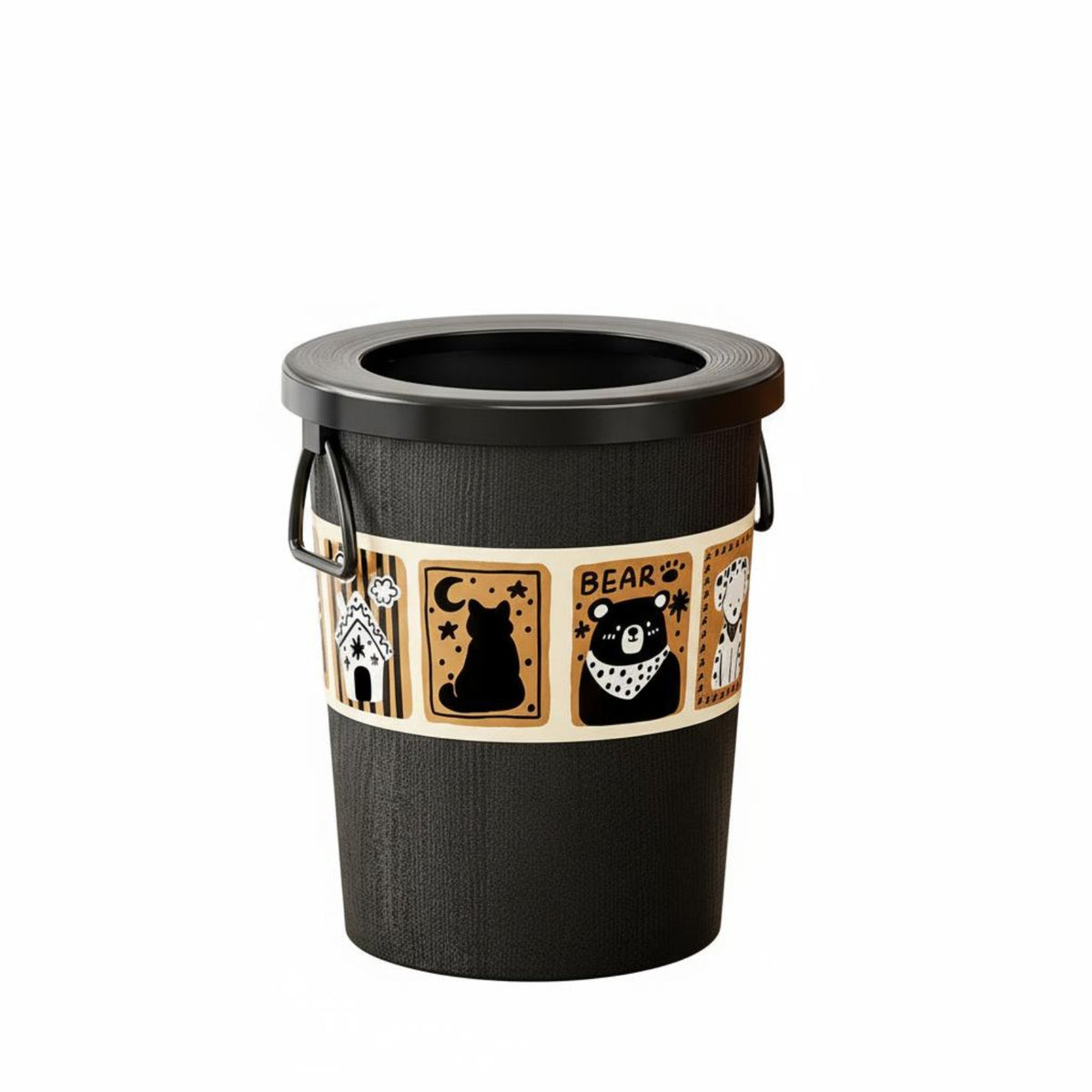 Lidless Design Vintage Design Garbage Can Easy to Clean Vintage Garbage Bin Wide Opening Uncovered Top Trash Can Long-Lasting for Students, Kids, Living Room, Bedroom, Bathroom, Office