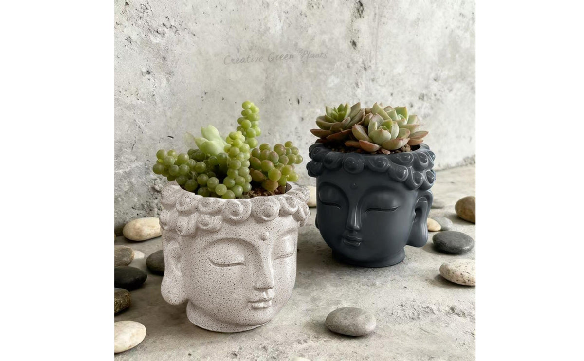 Buddha Head Planter Artistic Buddha Face Flower Pot Ceramic for Desk
