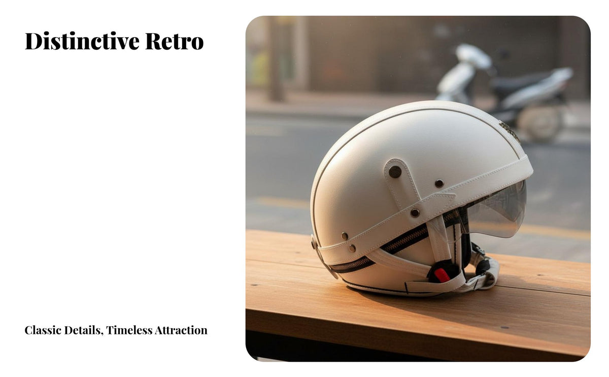 Retro Half Helmet Four-Season Retro Breathable Secure Headwear for Women, Men, Cruising, Summer Riding, Daily Commute