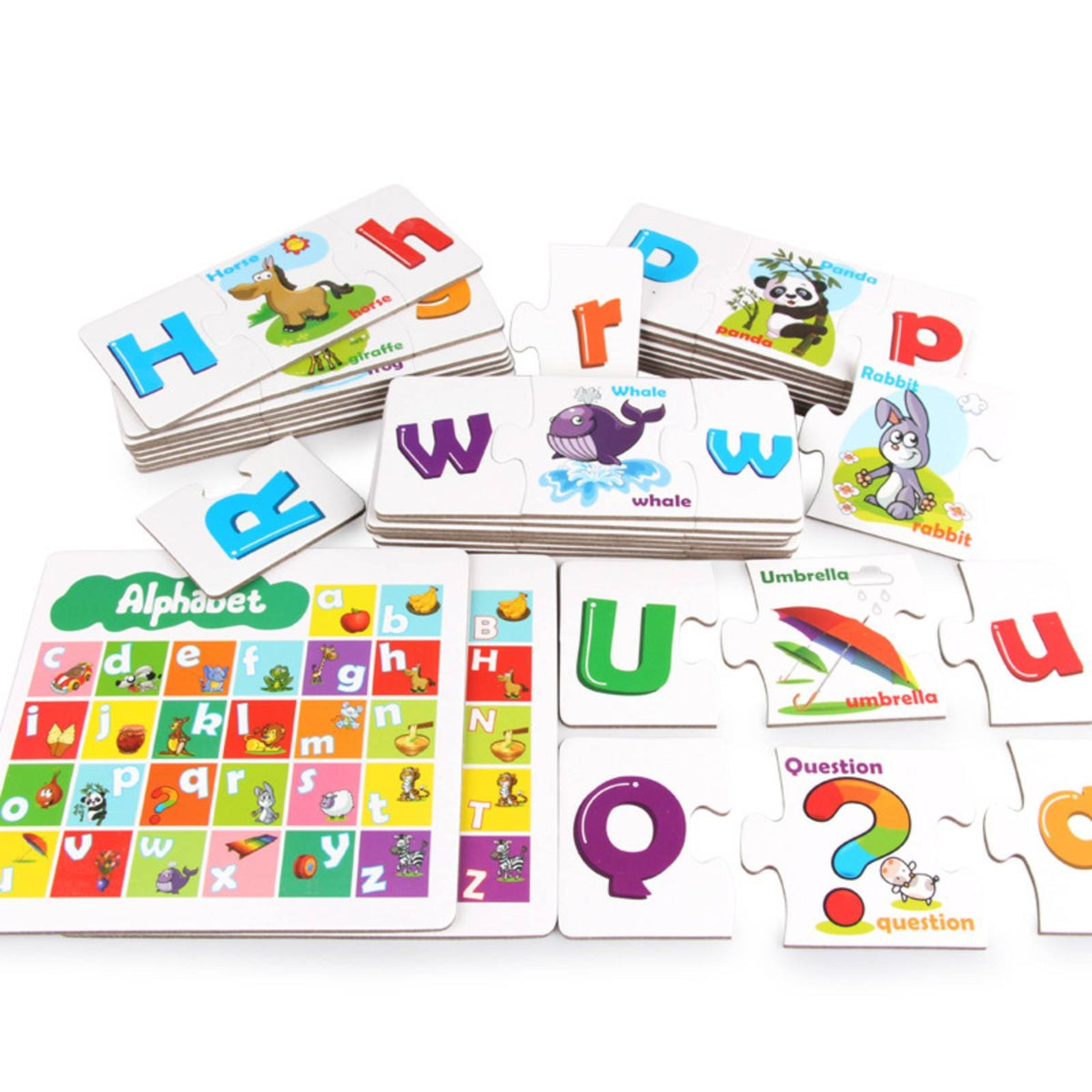 Alphabet Matching Cards Hand-Eye Coordination Wooden Letter Puzzle Child-Centered Letter Recognition Puzzle for Preschoolers, Kindergarten