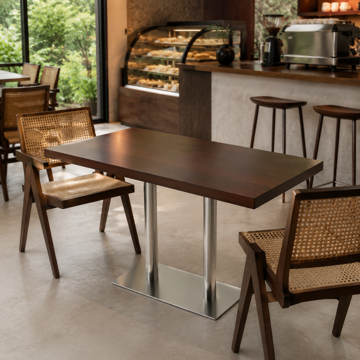 Wood Dining Table, For 2 People, Rectangular, 75cm Height, Cafe Style, Wooden Dining Table