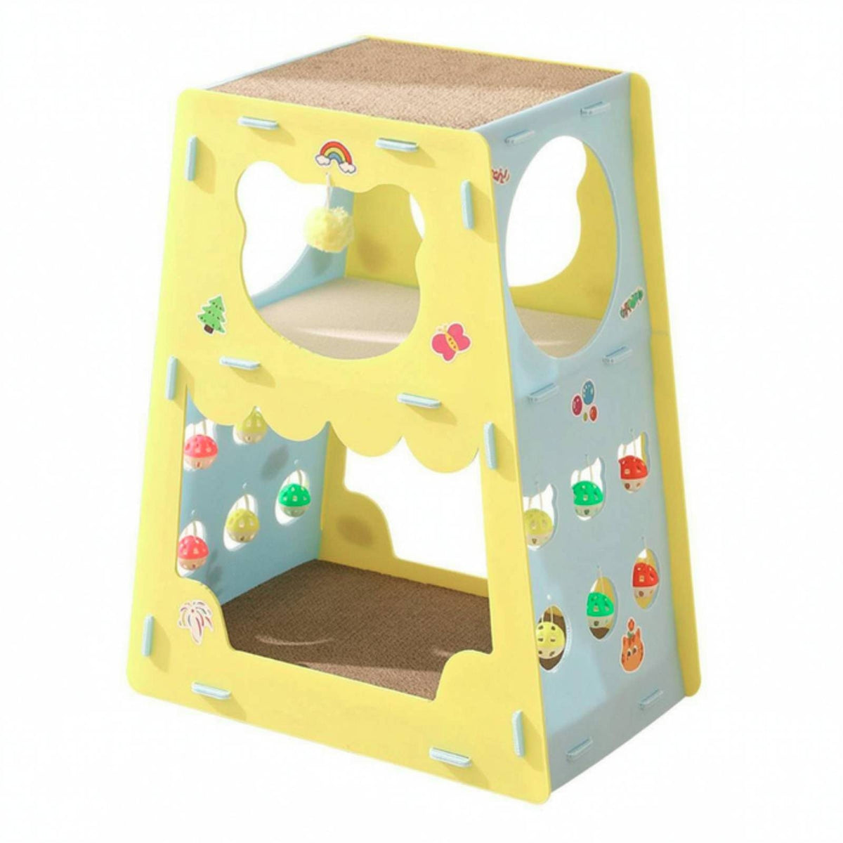 Cardboard Cat House with Scratch Pads Sturdy Cat House with Scratch Pads Pet Furniture Cozy Eco-Friendly for Cats, Living Room