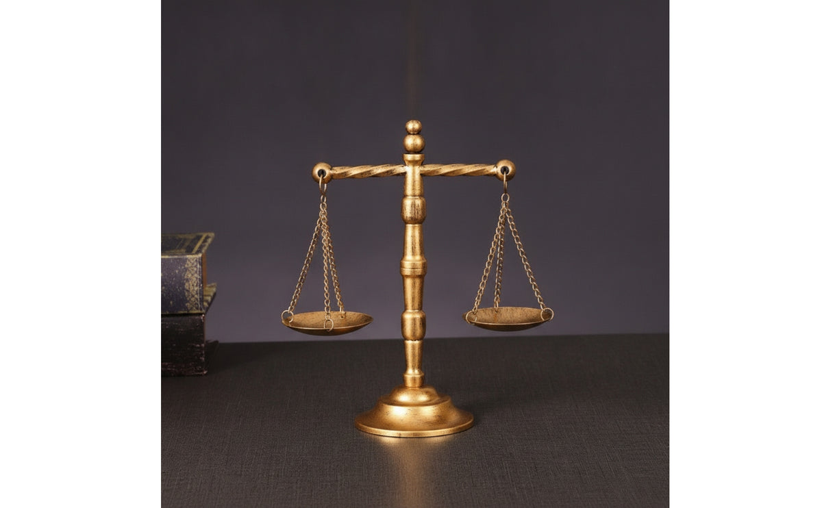 Iron Balance Scale Ornament Gold-Toned Balance Scale Ornament Elegant Decoration for Tabletop, Office, Study