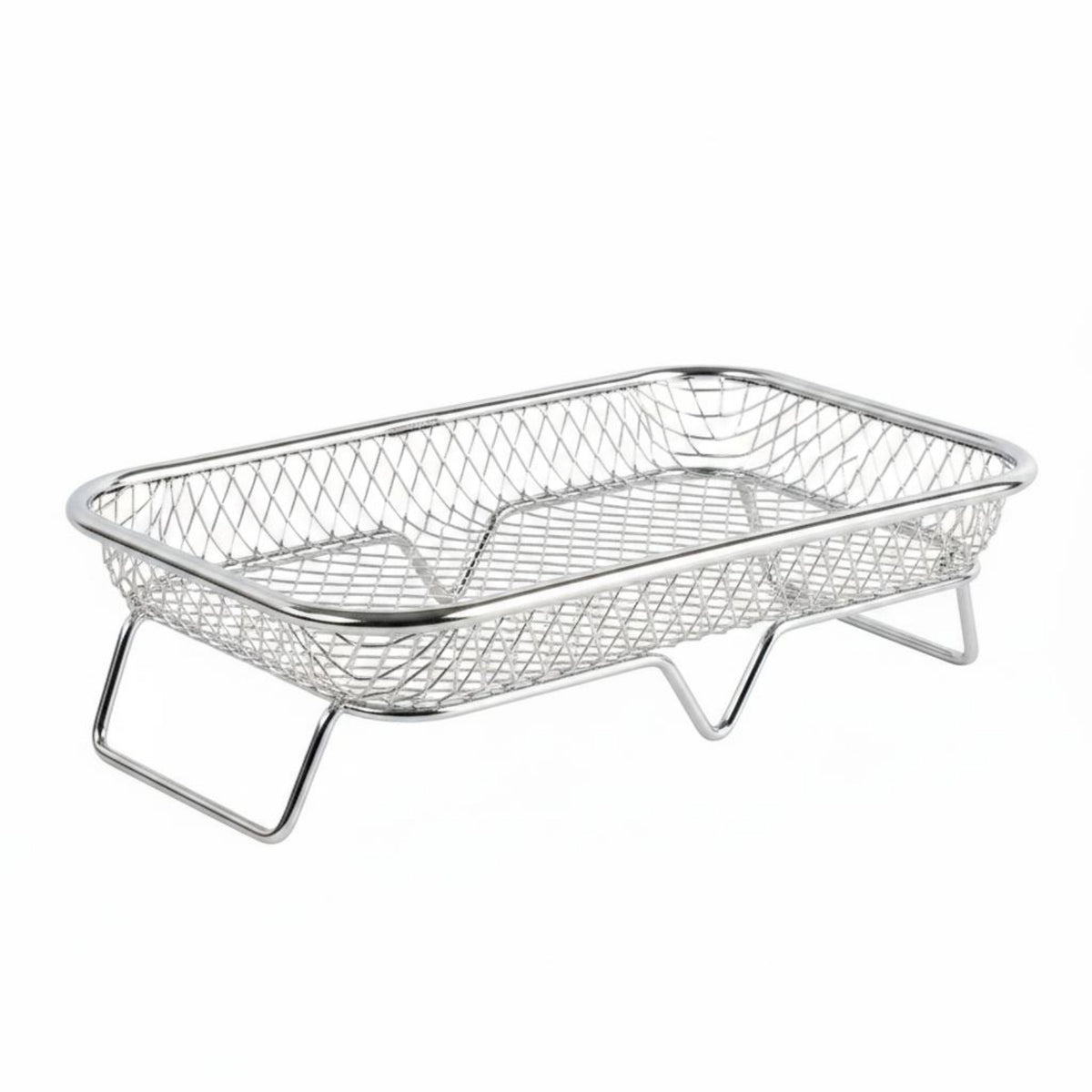 Rust Resistant Mesh Draining Rack Sturdy Feet Mesh Draining Basket Easy to Clean Stainless Steel Rack Stackable for Baking