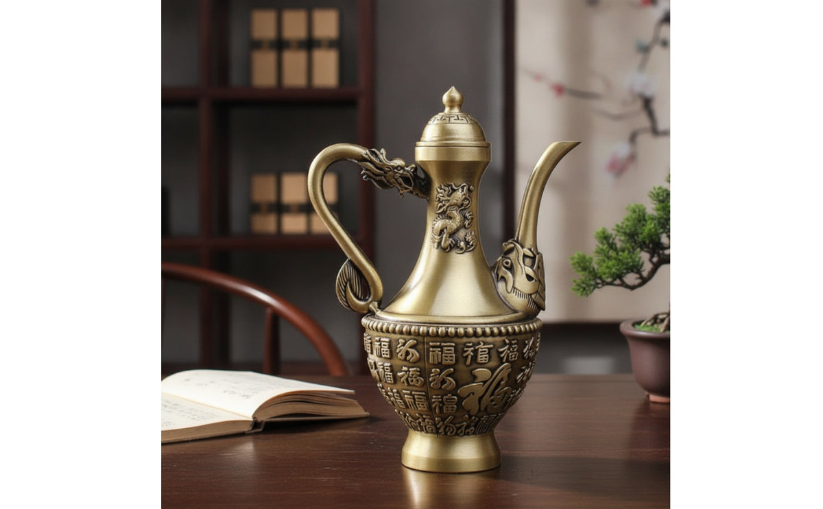 Beverage Pot Ornament Traditional Chinese Decorative Beverage Pot Retro Pitcher for Tabletop, Tea Room