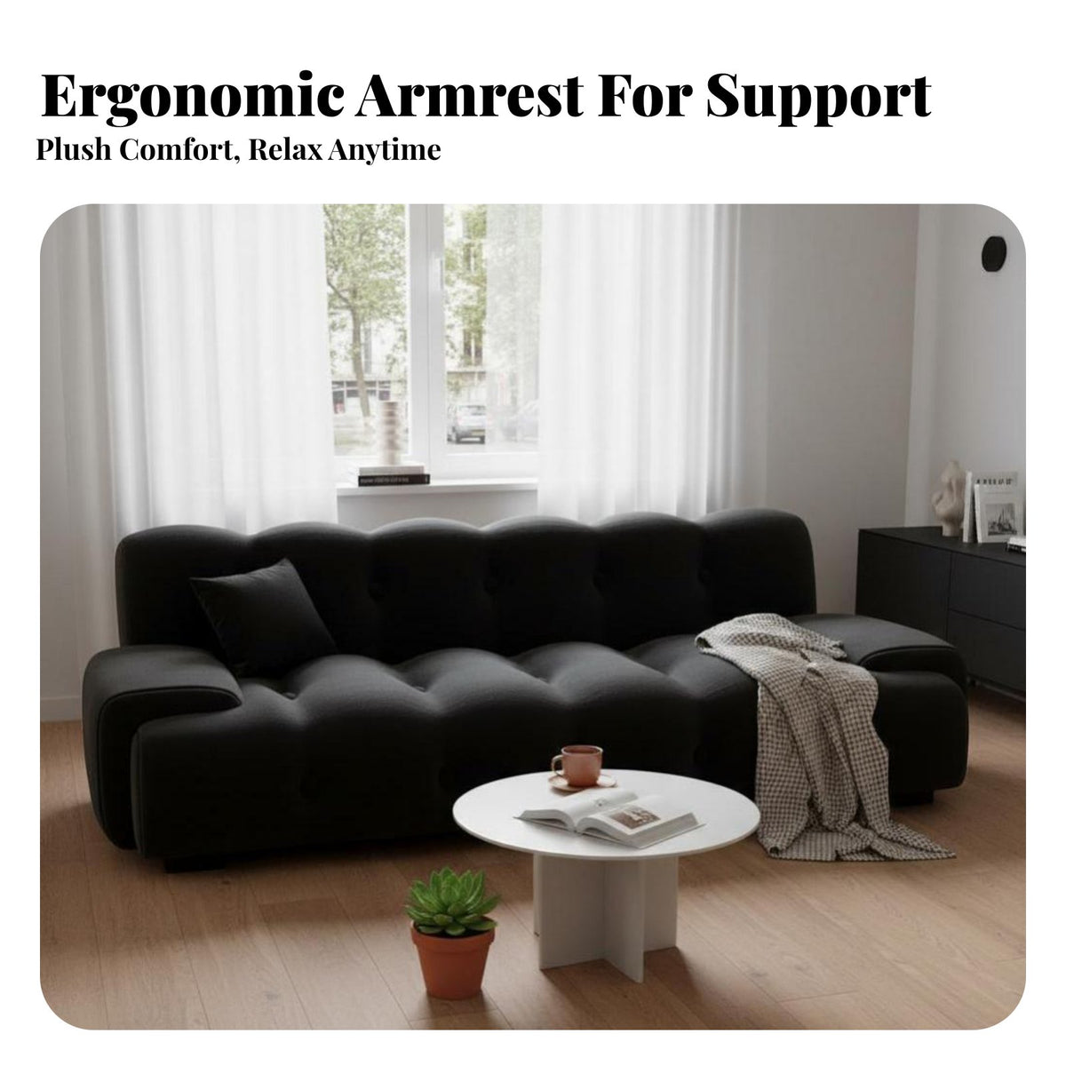Space-Saving Button-Tufted Sofa Bed Multi-Function Design-Purpose Design Button-Tufted Daybed Adjustable Backrest Living Room Furniture Luxuriously Soft Comfort for Small Apartment Dwellers, Students, Homeowners, Guesthouse, Home Office