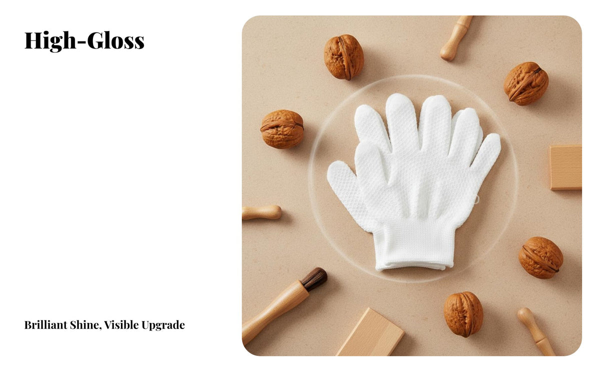 2 Pairs Bead Polishing Glove Set Improves Shine Collectible Polishing Mitts Textured Design Microfiber Buffing Gloves for Collectors, Hobbyists, Home