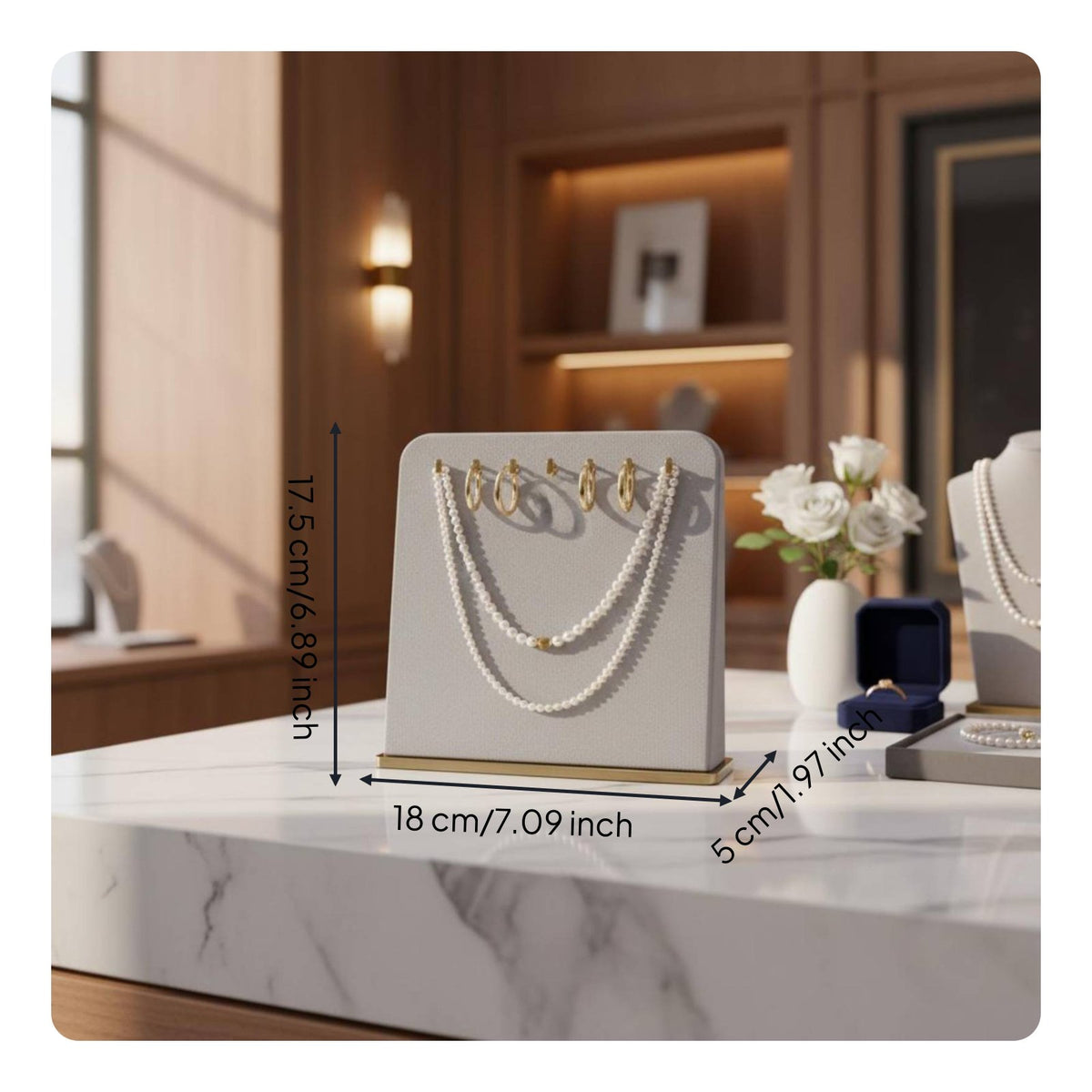 Pendant Display Rack Fine Workmanship Jewelry Photography Prop Versatile Use PU Leather Jewelry Easel for Live Streamers, Showroom, Craft Fairs