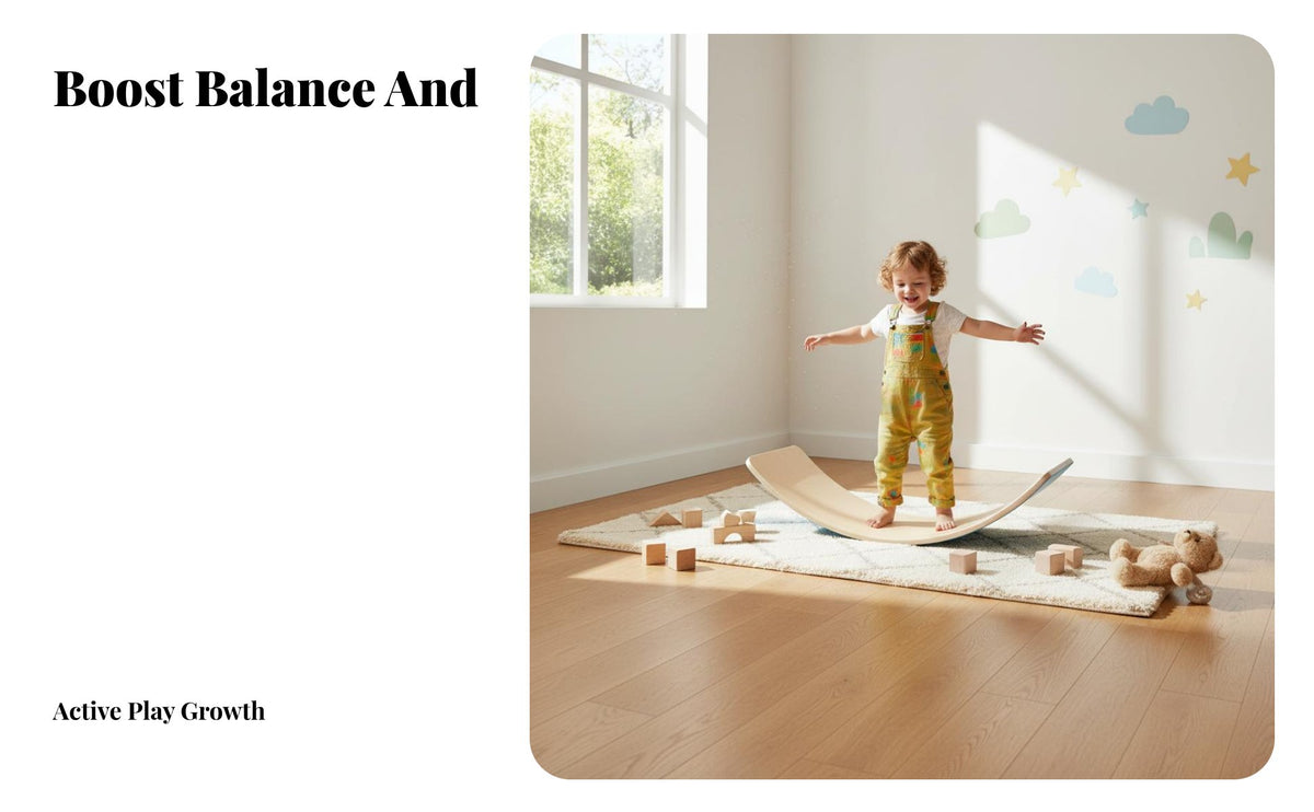 Sensory Training Kids Curved Balance Board Natural Wood Kids Balance Board Unstructured-Ended Play Child-Centered Rocker Multi-Purpose for Toddlers, Adults