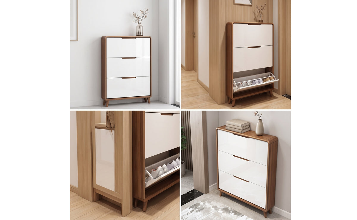 Shoe Organizer Cabinet with 3 Flip Drawers Shoe Organizer Cabinet with Flip Drawers Narrow Furniture for Entryway, Hallway, Apartment