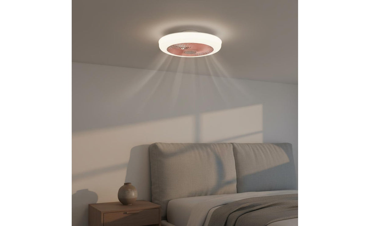 Quiet Flush Mount Fan Light Modern Minimalist Fan Ceiling Lamp Quiet Operation Fandelier Reversible Engine for Bedroom, Dining Room