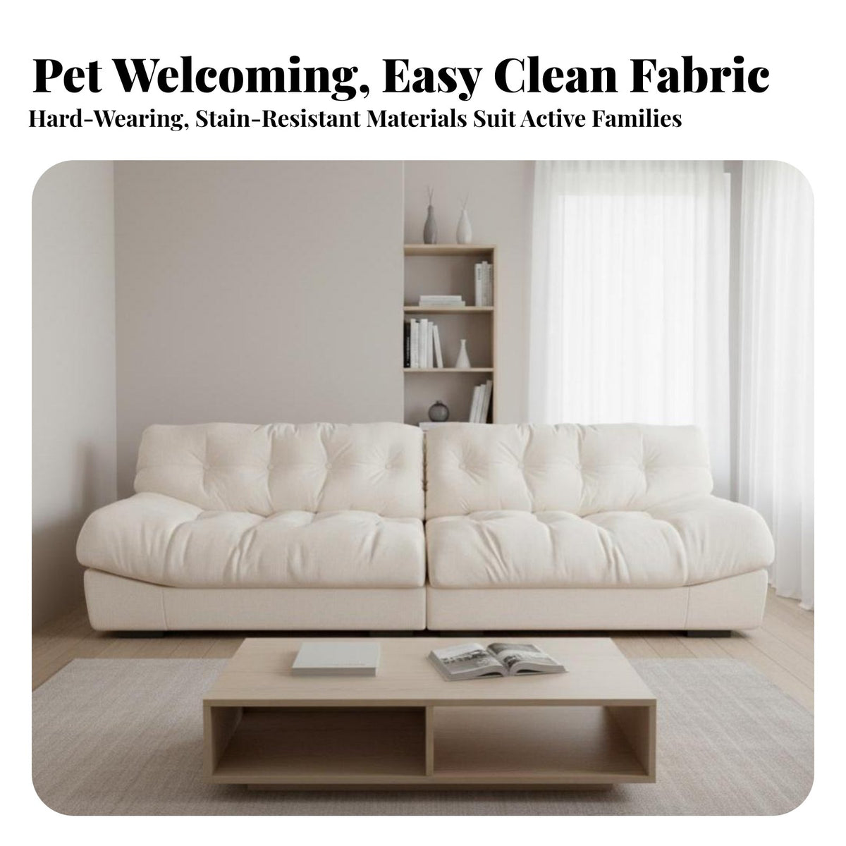 Plush sectional Sofa billowyLike Design Living Room Furniture Minimalist Aesthetic for Apartment Dwellers, Homeowners, Home Interior, Lounge Area, Office