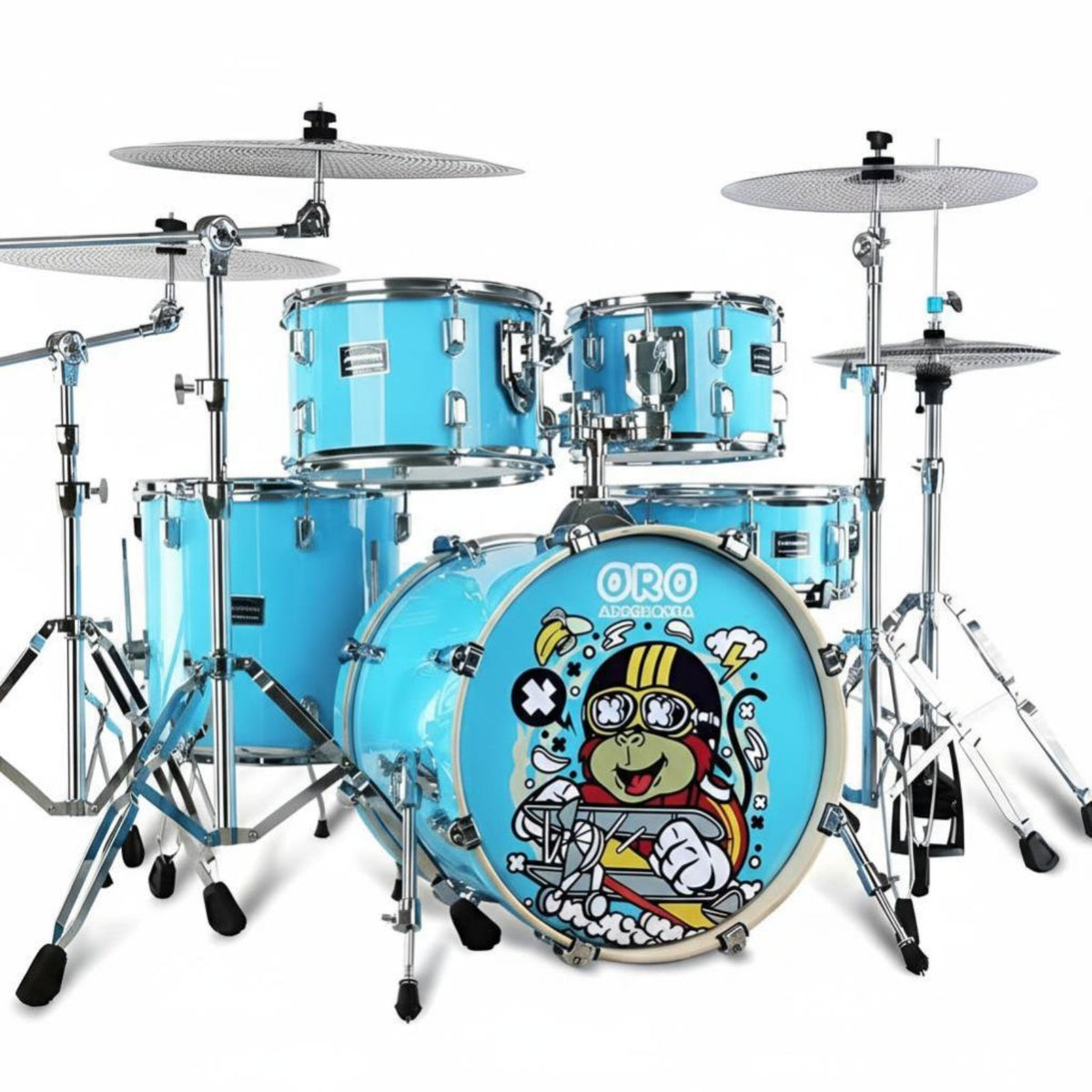 Jazz Drum Set for Kids, Small Size, Cartoon Design, Entry Level, Music Practice, Professional