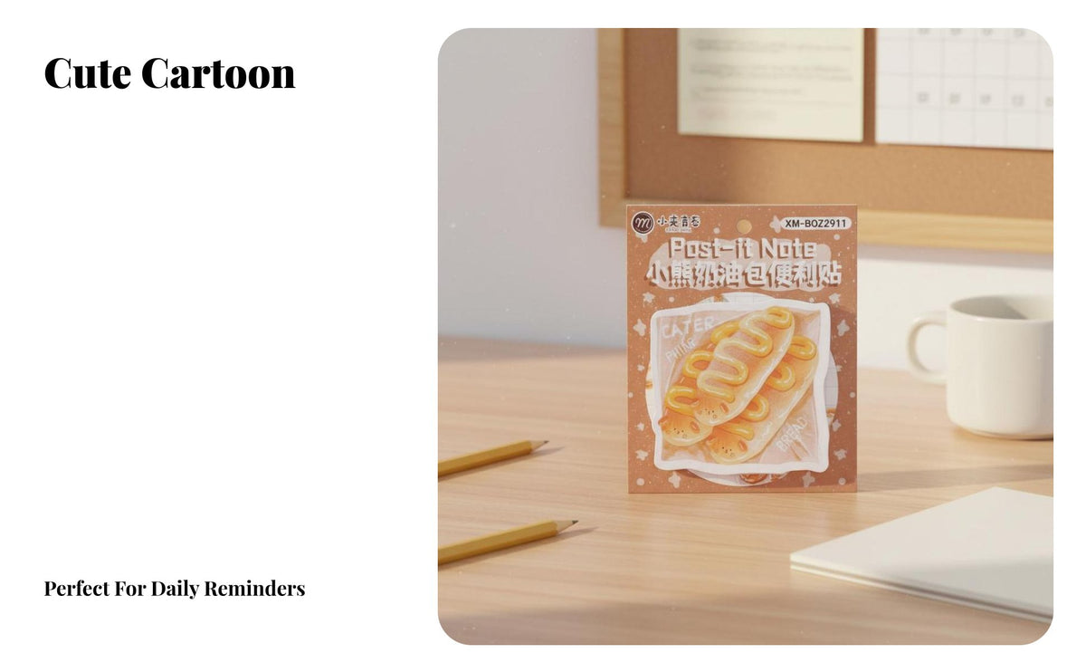 40 Sheets Cartoon Bread Note Pad Fun Cartoon Shaped Notepads Easy to Carry Shaped Y Notes for Students, Teenagers, Journaling, Scrapbooking, Home