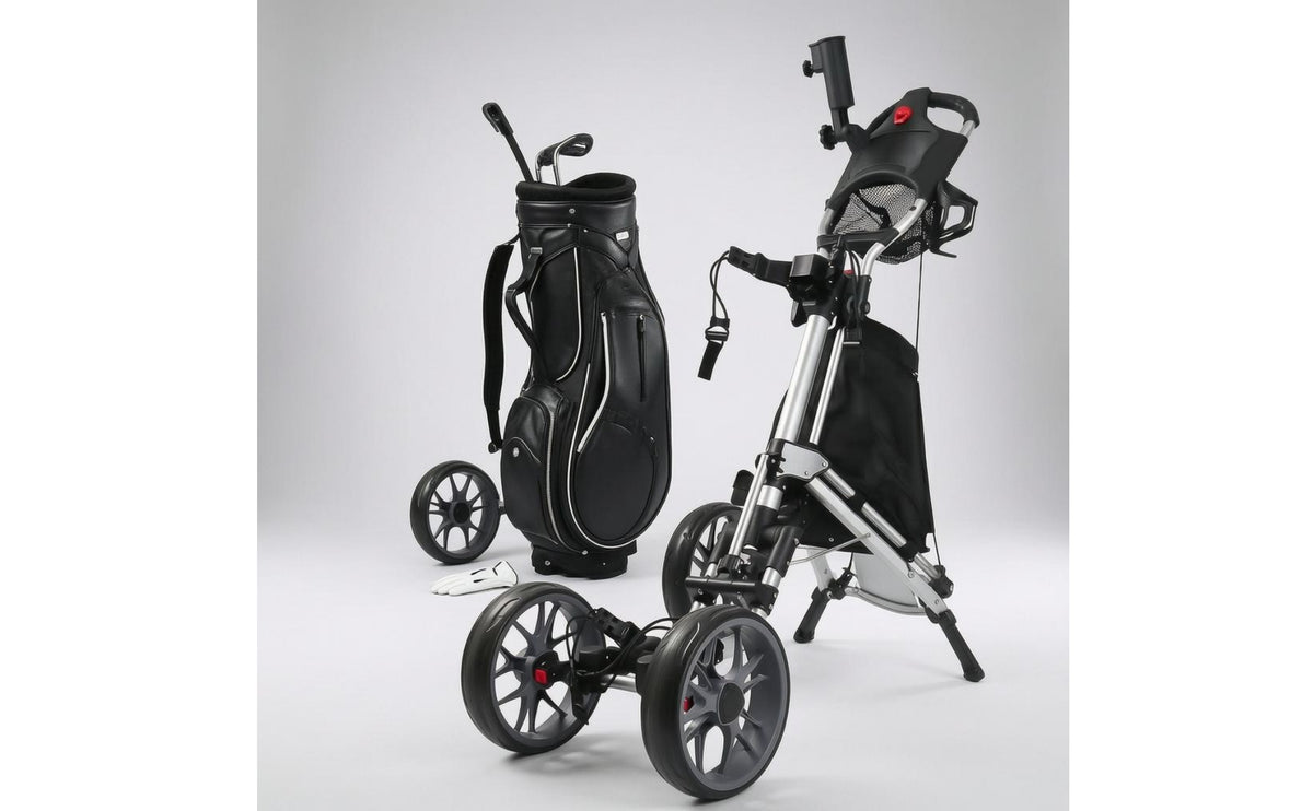 Mesh Storage Basket Four-Wheel Golf Push Trolley Thickened Tubing Golf Push Trolley Compact Outdoor Gear