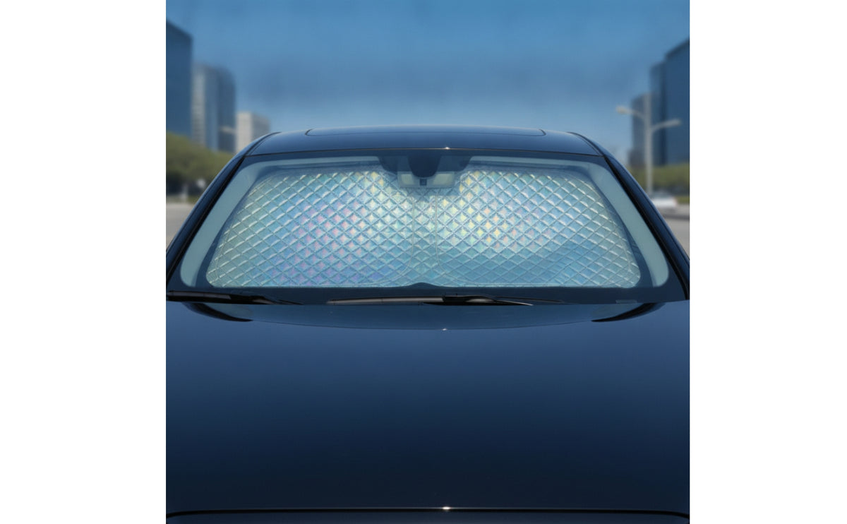 Universal-Fit Windshield Sunshade with Storage Bag Foldable Car Sunshade with Storage Pouch Reflective Car Windshield Sun Shade Compact for Drivers, Commuters, Outdoor Parking